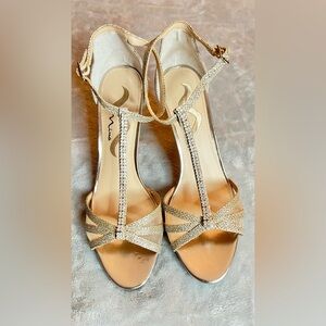 Nina Shimmering Gold Strappy Heels